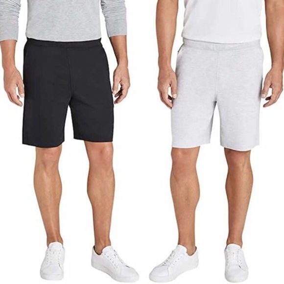 NWT! 2 Pack Eddie Bauer Men’s Short Black and Light Gray Lounge Shorts - Picture 1 of 2